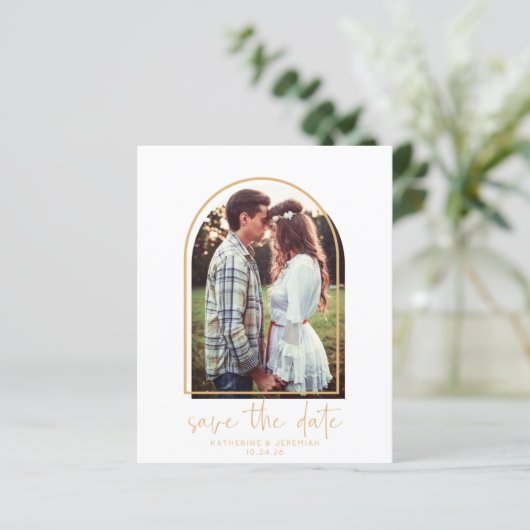 Papier Budget Elegant Gold Arch Wedding Enregistrer la da (Debout devant)