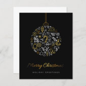 Papier Budget Elegant Gold & Black Merry Card (Devant / Derrière)