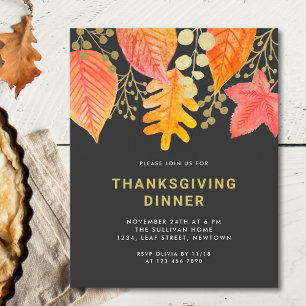 Papier Budget Élégant Invitation Thanksgiving