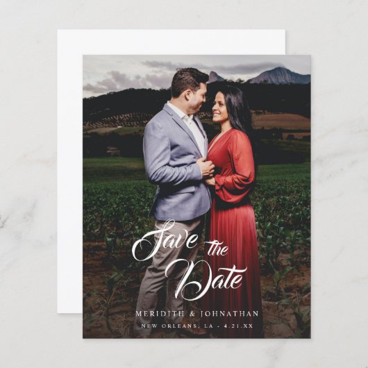 Papier Budget Élégant Luxueux Photo Enregistrer la Date (Devant / Derrière)