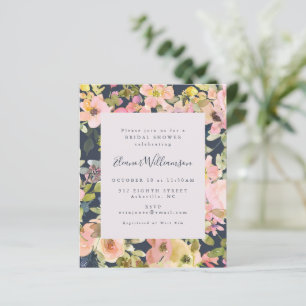 Papier Budget Elegant Marine Floral Fête des mariées Invi