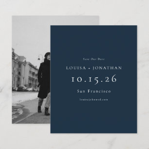 Papier Budget Élégant Marine Photo Mariage Enregistrer La