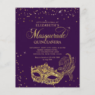 Papier BUDGET Élégant Masque de Quinceañera Violet Or