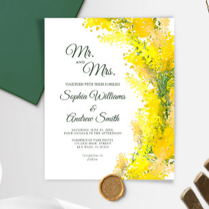 Papier Budget Elegant Mimosa Floral Faire-part de mariage