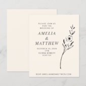 Papier Budget Élégant minimal Floral Cream Wedding Invita (Devant / Derrière)