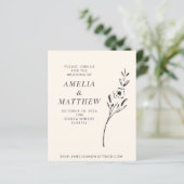 Papier Budget Élégant minimal Floral Cream Wedding Invita (Debout devant)