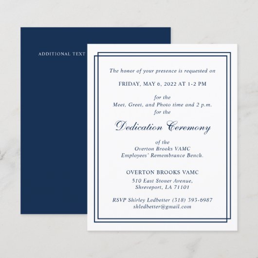 Papier BUDGET Élégant Monogramme Double Bordure Navy Pers (Devant / Derrière)