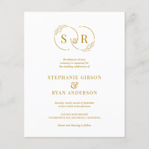 Papier Budget Élégant Monogramme Or Script Mariage modern