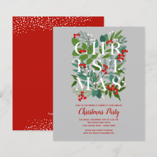 Papier Budget Élégant Noël vert Invitations