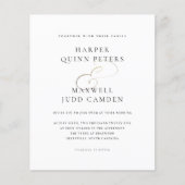 Papier Budget Elegant noir et blanc Faire-part de mariage (Devant)