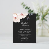 Papier Budget Élégant noir, rose Fête des mariées florale (Debout devant)