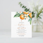Papier Budget Elégant Orange Floral Baptism Invitation (Debout devant)