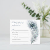 Papier Budget Elegant paon Plumes Mariage Turquoise RSVP (Debout devant)
