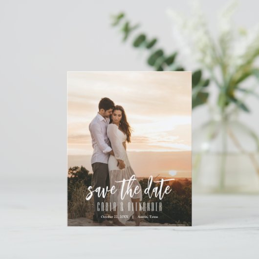 Papier Budget Élégant Photo Code QR Mariage Enregistrer L (Debout devant)