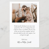 Papier Budget Elegant Photo Collage Mariage Merci (Dos)