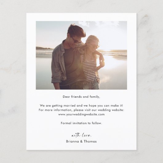 Papier Budget Élégant photo moderne mariage Enregistrer l (Dos)