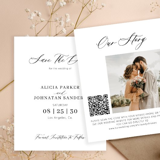 Papier Budget élégant photo QR code mariage enregistrer l