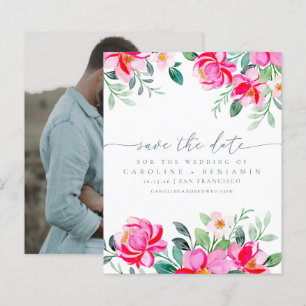 Papier Budget Élégant Pink Floral Photo Enregistrer La Da