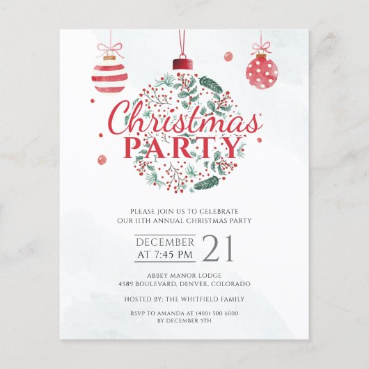 Papier Budget Élégant Red Green Noël Fête de Noël (Devant)