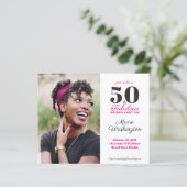 Papier Budget Élégant Rose Chaud Noir Damassé 50e Anniver (Debout devant)