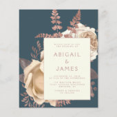 Papier Budget Élégant Rose floral ivoire or Turquoise Mar (Devant)