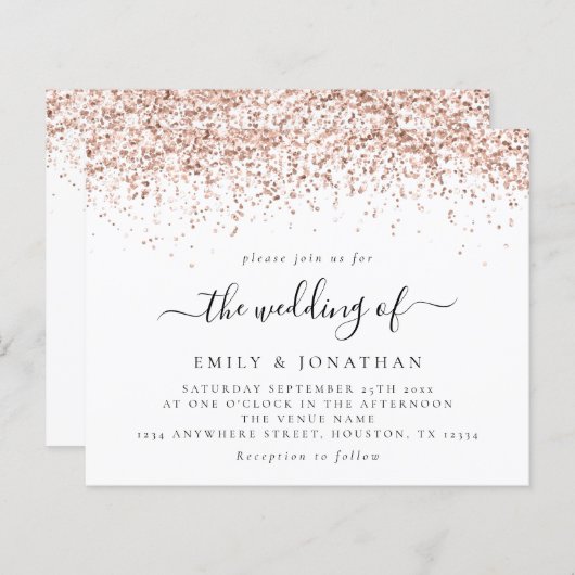 Papier Budget Elegant Rose Gold Parties scintillant de ma (Devant / Derrière)
