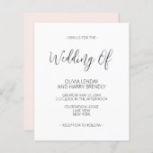 Papier Budget Élégant rose pâle Faire-part de mariage bla (Devant / Derrière)