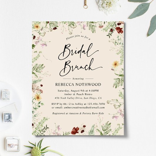 Papier Budget Élégant Rustic Bridal Brunch Invitation