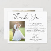 Papier Budget élégant script 2 photos mariage merci (Devant / Derrière)