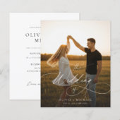 Papier Budget Élégant Script Boho Photo Wedding Invite (Devant / Derrière)