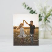 Papier Budget Élégant Script Boho Photo Wedding Invite (Debout devant)