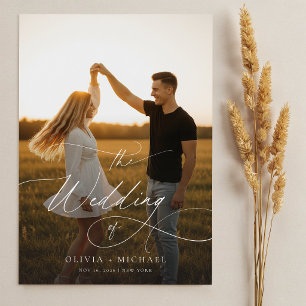 Papier Budget Élégant Script Boho Photo Wedding Invite