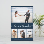 Papier Budget Élégant Script Mariage Photo Merci (Debout devant)