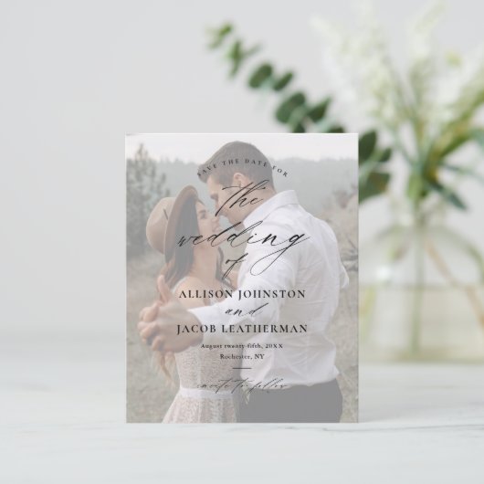 Papier Budget Élégant Script photo mariage Enregistrer la (Debout devant)
