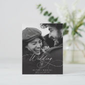 Papier Budget Élégant Script photo mariage invite (Debout devant)