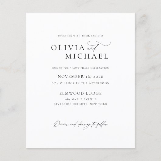Papier Budget Élégant Script photo mariage invite (Dos)