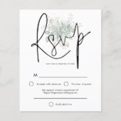 Papier Budget Élégant Script Sage Gold Foliage RSVP (Devant)