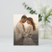 Papier Budget Élégant Script Sunset Photo Wedding Invite (Debout devant)