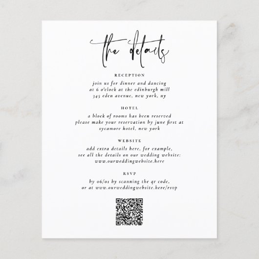 Papier Budget Élégant Tout en un QR Code 3 Mariage photo (Dos)