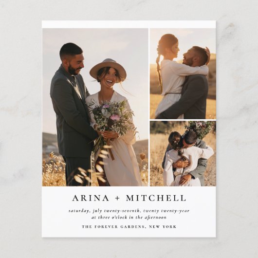 Papier Budget Élégant Tout en un QR Code 3 Mariage photo (Devant)