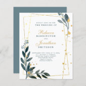 Papier Budget Élégant Verdure Or Mariage Invitation papie (Devant / Derrière)