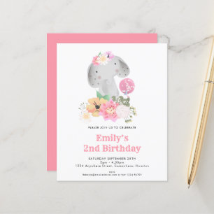 Papier Budget Elephant 2e anniversaire Invitation de la F