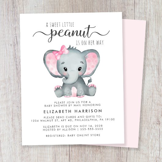 Papier Budget Elephant Baby Girl Douche par Invitation