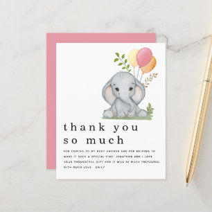Papier BUDGET Eléphant Baby shower fille rose Merci