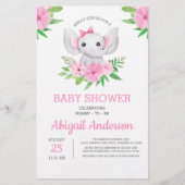 Papier BUDGET Elephant Baby shower Floral Invitation (Devant)