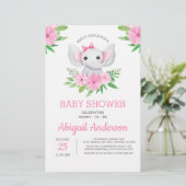 Papier BUDGET Elephant Baby shower Floral Invitation (Debout devant)