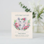 Papier BUDGET Elephant Baby shower Invitation rose profon (Debout devant)