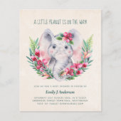 Papier BUDGET Elephant Baby shower Invitation rose profon (Devant)