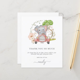 Papier Budget Elephant Baby shower voiture Merci