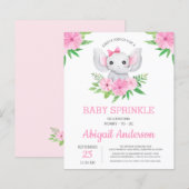 Papier BUDGET Elephant Baby Sprinkel Floral Invitation (Devant / Derrière)